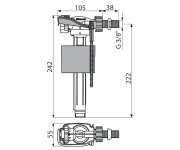Napouštěcí Ventil Boční 3/8", Pro Keramické Nádržky ALC-A150-38