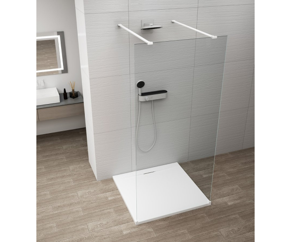 Polysan Esca White Matt Jednodílná Sprchová Zástěna Do Prostoru, čiré Sklo, 1200 Mm