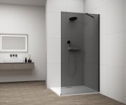 Polysan Esca Black Matt Jednodílná Sprchová Zástěna K Instalaci Ke Stěně, Kouřové Sklo, 1200 Mm