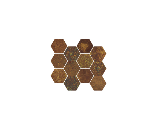 Mozaika jako kov Aparici Corten Oxidum Mosaico Hexagon 28x30 Nat. Rett. - hnědá
