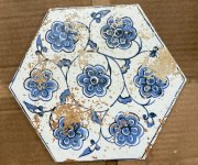 Modro-bílá retro dlažba Elios Terre Etrusche Esagona Decoro 25x22 Mix