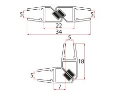Aqualine Set Magnetických Těsnění 45°pro Sklo 5/5mm, 2000mm (2ks)