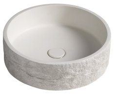 Sapho Ispir Betonové Umyvadlo Včetně Výpusti, 40cm, Bílý Pískovec