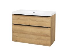 Mereo Mailo, Koupelnová Skříňka S Umyvadlem Z Litého Mramoru 101 Cm, Dub Riviera, če