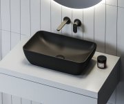 Umyvadlo Uni Slim 50 R - Umyvadlo Uni Slim R 50, bez otvoru pro baterii, bez přepadu, černá matná XJX0D150000