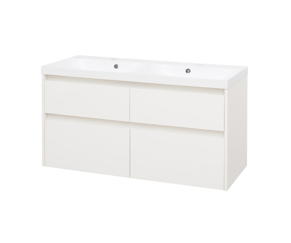 Mereo Opto, Koupelnová Skříňka S Umyvadlem Z Litého Mramoru 121 Cm, Bílá