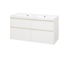 Mereo Opto, Koupelnová Skříňka S Umyvadlem Z Litého Mramoru 121 Cm, Bílá