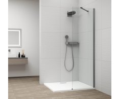 Polysan Esca Gun Metal Jednodílná Sprchová Zástěna K Instalaci Ke Stěně, Sklo čiré, 500 Mm