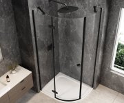 Polysan Globe Black čtvrtkruhový Sprchový Kout 1000x900mm, čiré Sklo, Levé