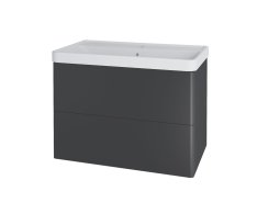 Mereo Siena, Koupelnová Skříňka S Keramickým Umyvadlem 81 Cm, Antracit Mat