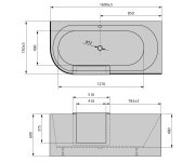 Polysan Portas R Asymetrická Vana S Dvířky, 160x75x60cm, Bílá