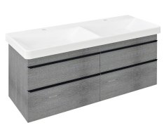 Sapho Sitia Dvojumyvadlová Skříňka 116x50x44,2cm, 4xzásuvka, Dub Stříbrný