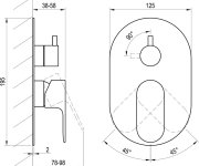 Podomítková baterie Eleganta EL 065.00, s přepínačem, pro R-box - EL 065.20BLM.O2.RB07E Podomítková baterie 2-cestná bez tělesa, černá matná X070301