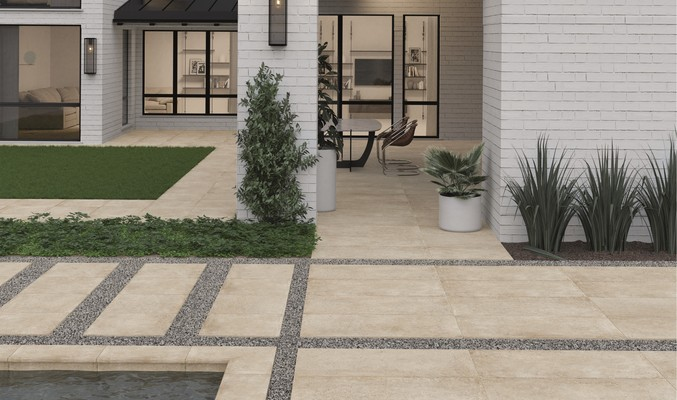 Realizace Béžová venkovní dlažba Castelvetro Konkrete Beige