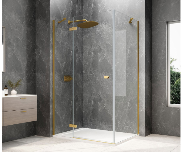 Polysan Globe Gold Matt Obdélníkový Sprchový Kout 1100x800mm, čiré Sklo, Levé