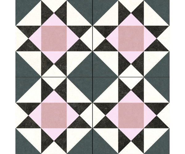 Retro dlažba Navarti Precut Penta Pink 45x45 Matt.