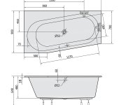 Polysan Astra Wl Slim Asymetrická Vana 165x90x48cm, Bílá