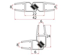 Gelco Set Magnetických Těsnění 45°pro Sklo 6/8mm, 1900mm (2ks)
