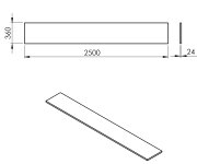 Sapho Plato Deska Rockstone 2500x24x360mm, Bílá Mat