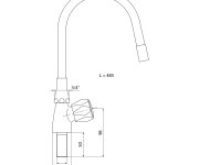 Aqualine Stojánkový Ventil 1/2", Flexibilní Ramínko, Chrom/černá Mat
