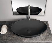 Polysan Banera Oval Umyvadlo Na Desku, Litý Mramor, 60x40cm, Antracit Mat
