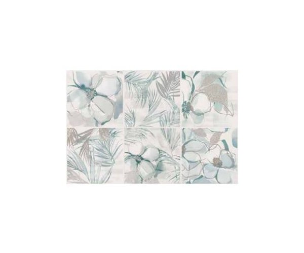 Retro dekor Elios Clay Flower Ocean-Aqua 10x10 Decoro