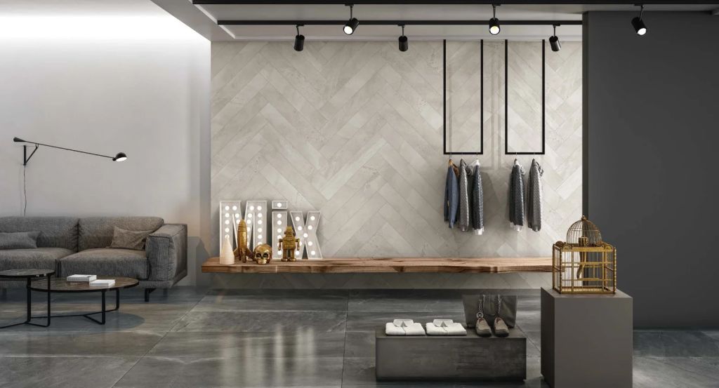 Realizace Moderní obývací pokoj Ivory a Dark ze serie Coem Brit Stone