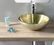 Sapho Murano Soft Brown Skleněné Umyvadlo Na Desku, Průměr 40cm, Zlatá/stříbrná