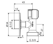 Rohový Regulační Ventil Comfort 1/2 X 3/4" Bez Zpětné Klapky, Horní Rukojeť, Chrom SCH-054400699