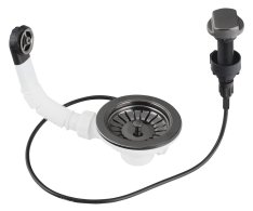 Bruckner Dřezová Výpust 6/4", S Přepadem A Ovládáním, Nerez/gun Metal