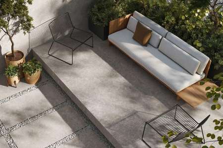Krásná šedá exteriérová dlažba na terasu Sant Agostino Unionstone 2 Cedre Grey 60x120
