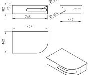 Sapho Pulse Rohový Stolek S Umyvadlem 755x455mm, Levý, Nerez Mat