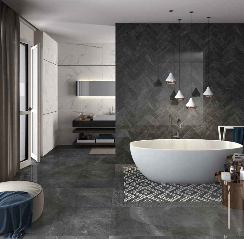 Realizace ABK Sensi Pietra Grey Lux+ 60*60 a 10*30