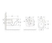 Aqualine Denica Závěsná Wc Mísa, Vortex Rimless, 36x52cm, Bílá
