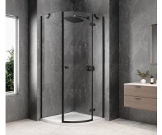Polysan Globe Black čtvrtkruhový Sprchový Kout 800x800mm, čiré Sklo, Pravé