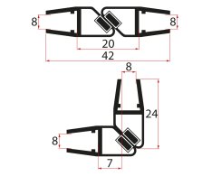 Polysan Magnetické Těsnění 45° 8/8mm Skla, černá