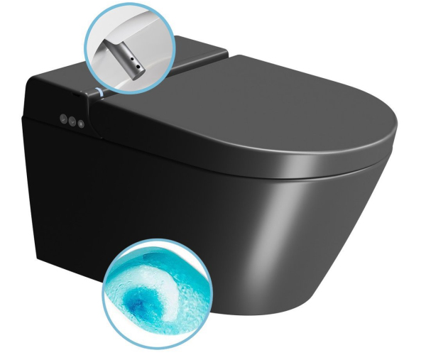 Gsi Wclean Závěsné Wc Swirlflush S Integrovaným Elektronickým Bidetem, černá Dual-mat