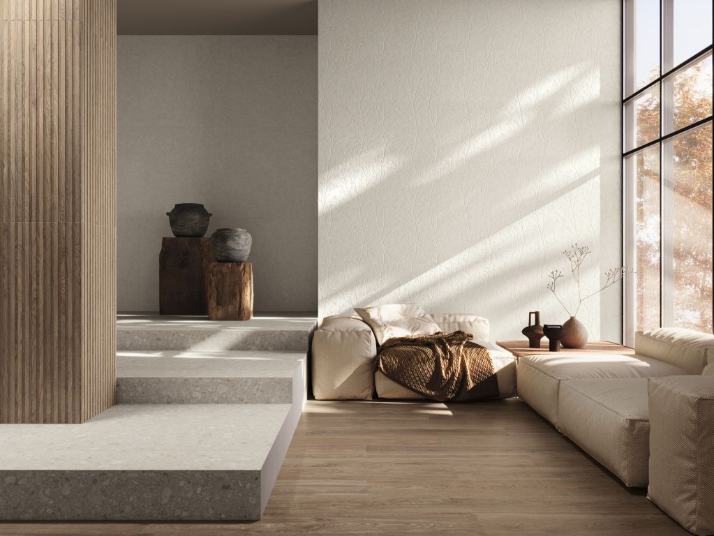 Realizace Minimalistický obývací pokoj v přírodních barvách