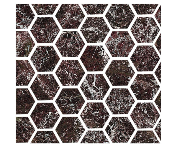 Mozaika jako kámen Fioranese Marmorea Intensa Rosso Levanto MOSAICO EXA 30x30 Luc. Rett. - vínová