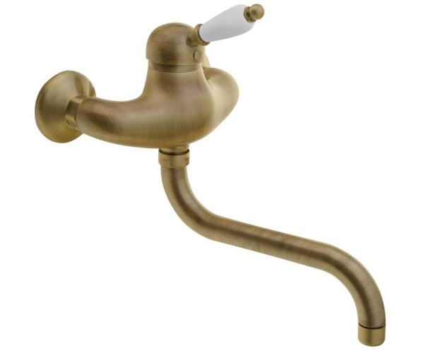Sapho Kirké White Nástěnná Baterie, Bílá Páčka, Bronz