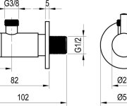 Rohový ventil - 930.20BLM Rohový ventil 1/2"x3/8" K, černá matná X01828