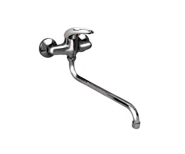 Dřezová Stěnová Baterie S Kulatým Ramínkem 300 Mm, Rozteč 100 Mm, Klik-klak - Chrom - Moon