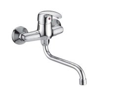 Dřezová Stěnová Baterie S Kulatým Ramínkem 200 Mm, Rozteč 150 Mm, Klik-klak - Chrom