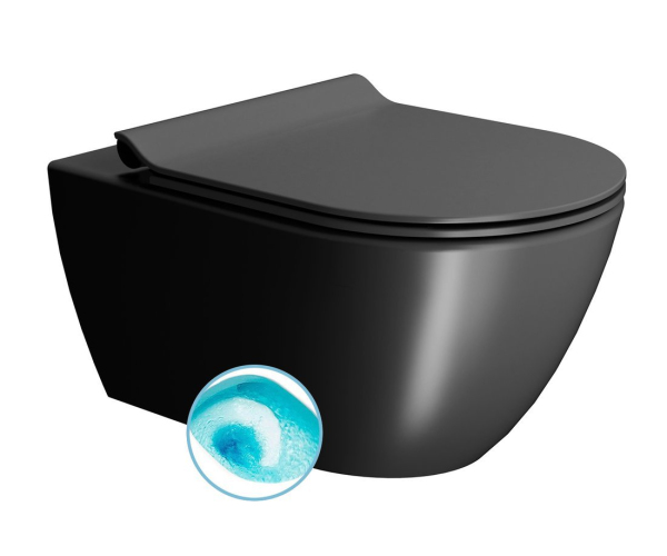 Gsi Pura Závěsná Wc Mísa, Swirlflush, 36x55cm, černá Dual-mat