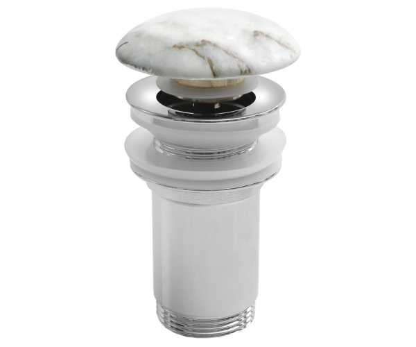 Sapho Umyvadlová Výpust 5/4“, Click-clack, Keramická Zátka, 10-50mm, Bianco Carrara