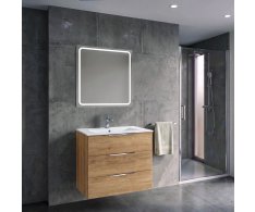 Sapho Set Koupelnová Skříňka Cirasa 70cm S Umyvadlem A Led Zrcadlem, 3x Zásuvka, Dub 