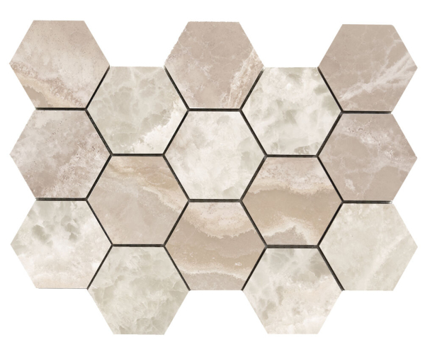 Mozaika jako mramor Cifre Lixium Hexagon Ample Cream 32,5x22,5 Luc. Rett. - béžová