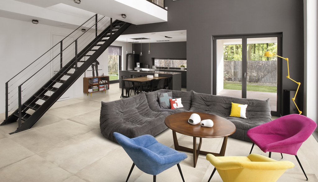 Realizace Interiérová dlažba Viva Acustico 12 White 60x120