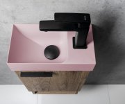 Sapho Piccolino Betonové Umývátko 30,8x17cm, Baterie Vpravo, Růžová Mat