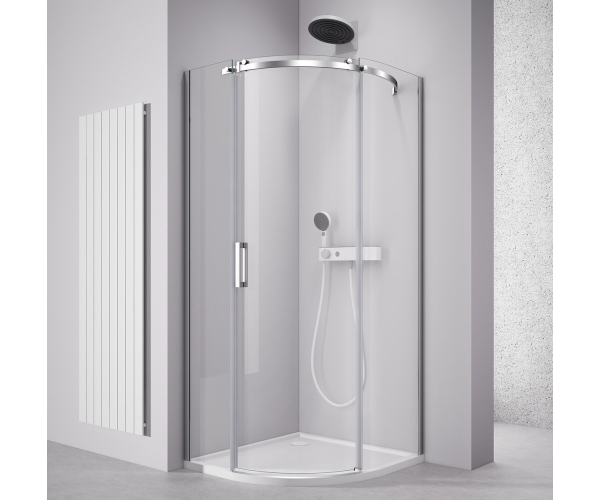 Polysan Thron Round čtvrtkruhová Sprchová Zástěna 900x900mm, čiré Sklo, Pravá